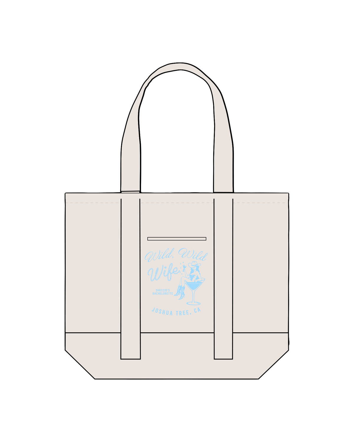 The Contrast Tote Bag - Natural / Natural - Bach - She - Center Chest - Wife - Printed - Blue