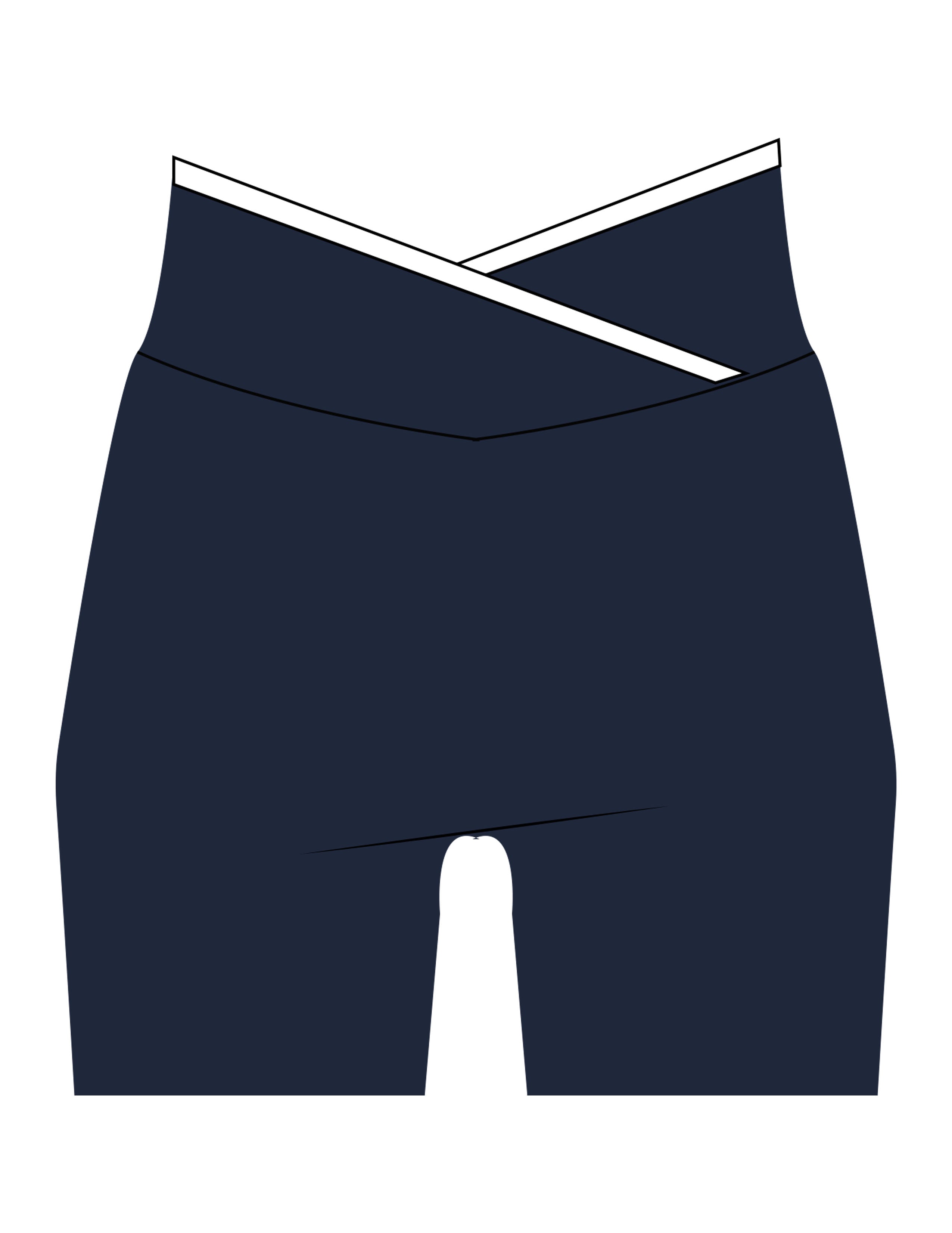 The Piped Crossover Short - Navy - Mantra - Back Stacked - Printed - White