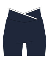 The Piped Crossover Short - Navy - Mantra - Back Stacked - Printed - White