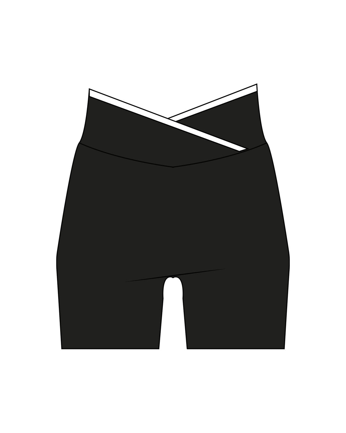 The Piped Crossover Short - Black - REFORM Pilates Studio - Center Back - Printed - White