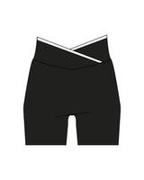 The Piped Crossover Short - Black - REFORM Pilates Studio - Center Back - Printed - White