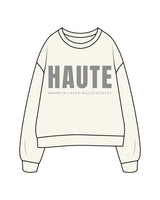 The Classic Crewneck - Off White - Haute Barre - Center Chest Stacked - Charcoal