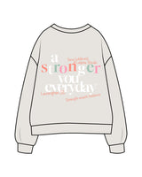 The Womens Crewneck - Washed Bone - Tone Wellness Studio - Left Neckline - Embroidered -  Back Center Stacked - Printed - Full Color