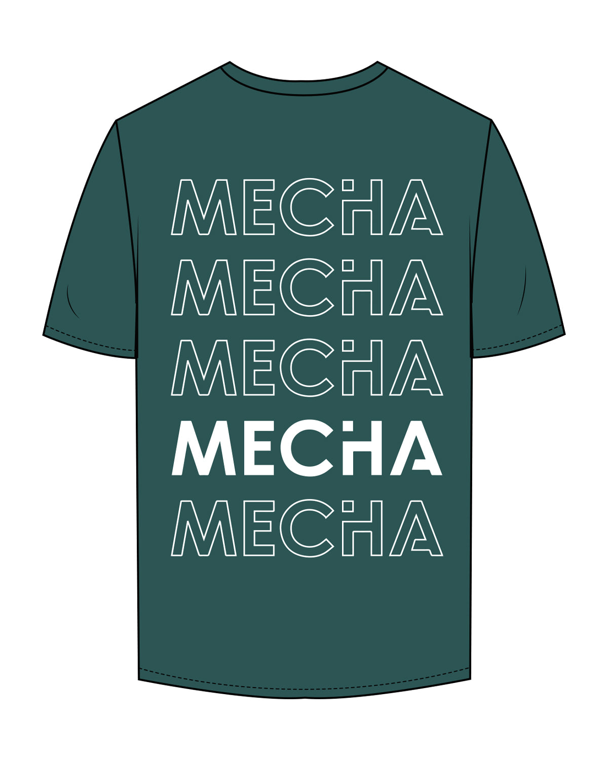 The Mens Tee - Jade - MECHA - Left Chest & Back Stacked - White