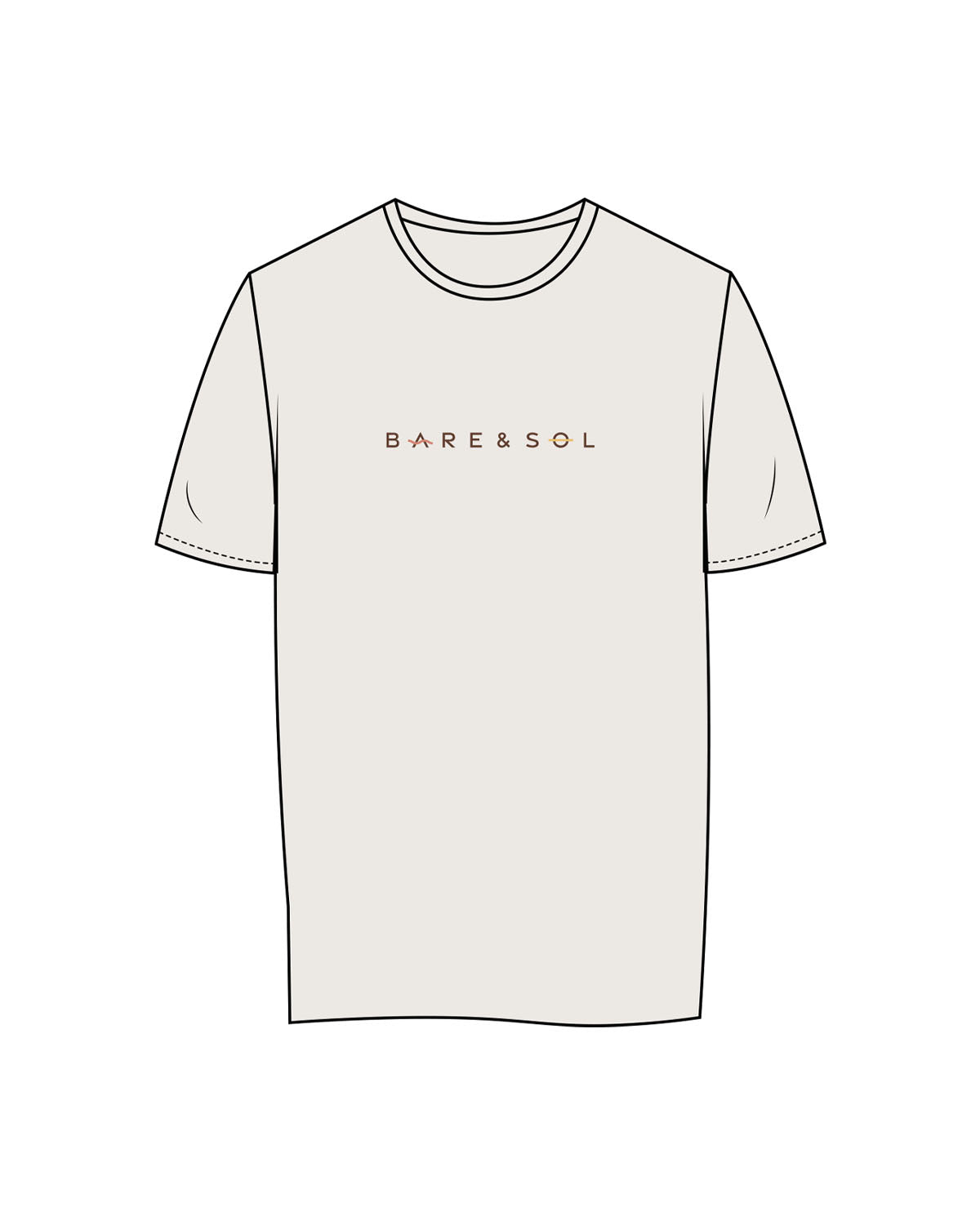 The Womens Tee - Bone - Bare & Sol - Center Chest - Printed - Full Color