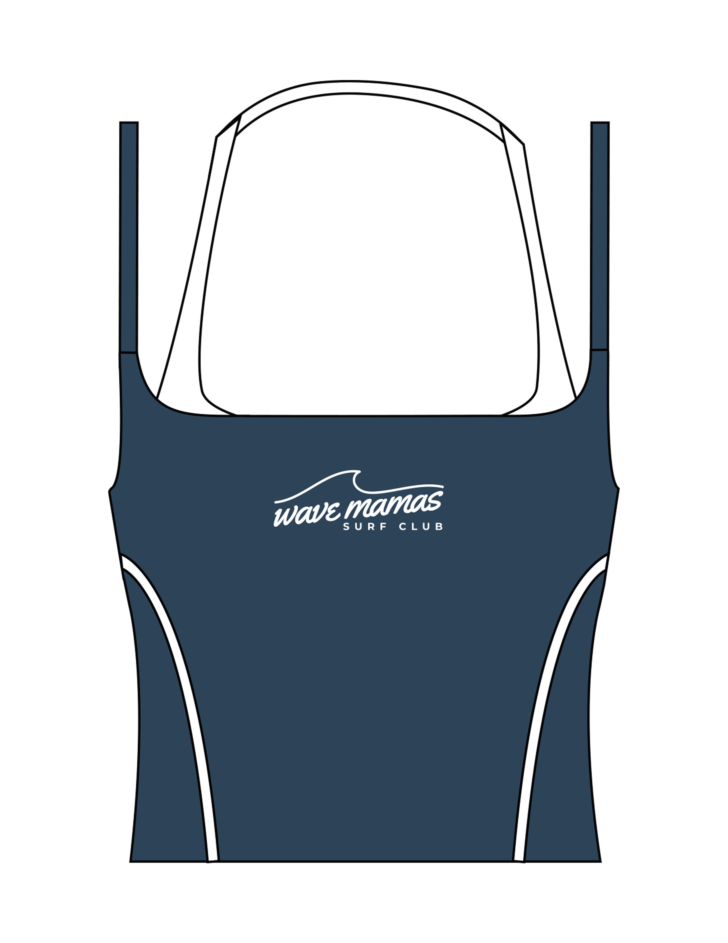 The Piped Tank - Teal - Wave Mamas - Center Chest Stacked - Printed - White
