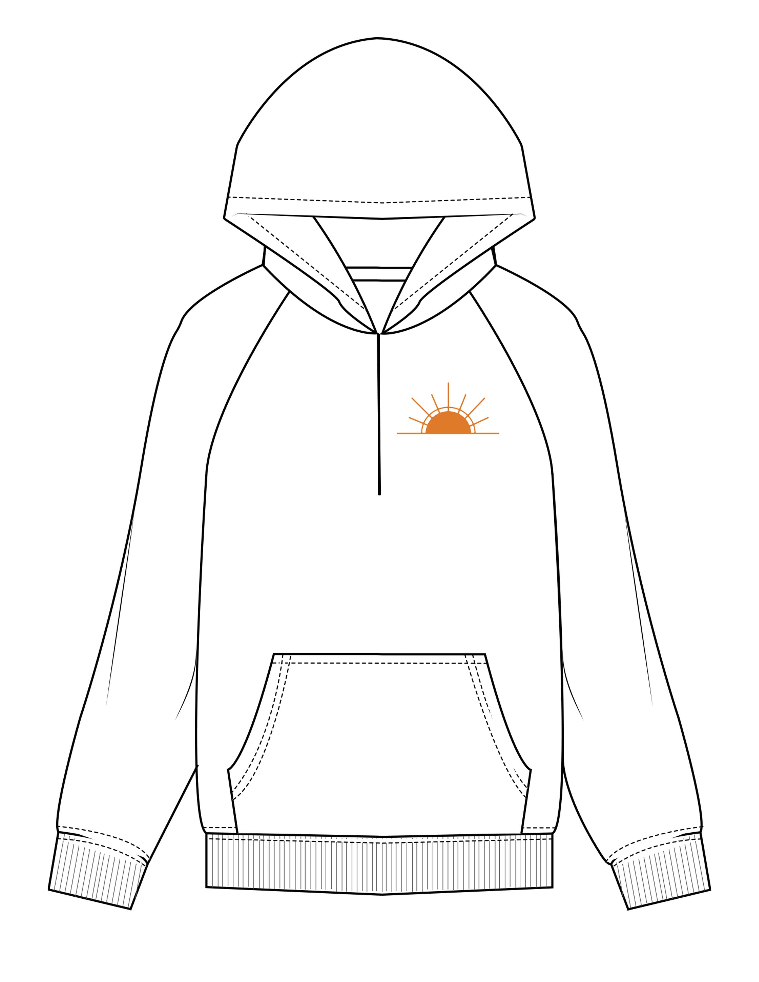 The Half Zip Hoodie - White - Rise Lagree - Left Chest "SUN" & Back Stacked - Printed - Orange