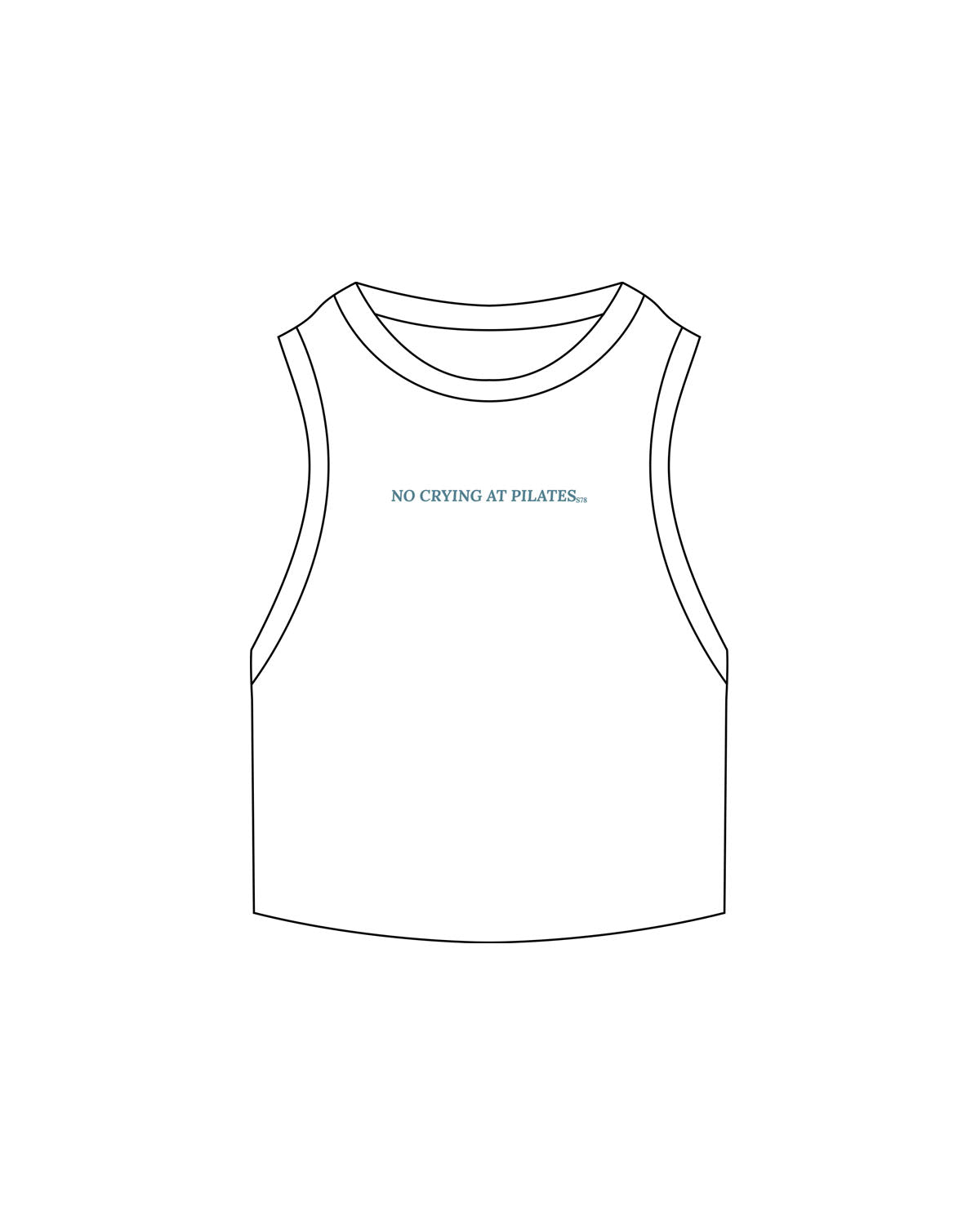 The Ribbed Crop Tank - White - Studio 78 - Center Chest - Embroidered - Teal