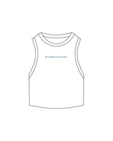 The Ribbed Crop Tank - White - Studio 78 - Center Chest - Embroidered - Teal