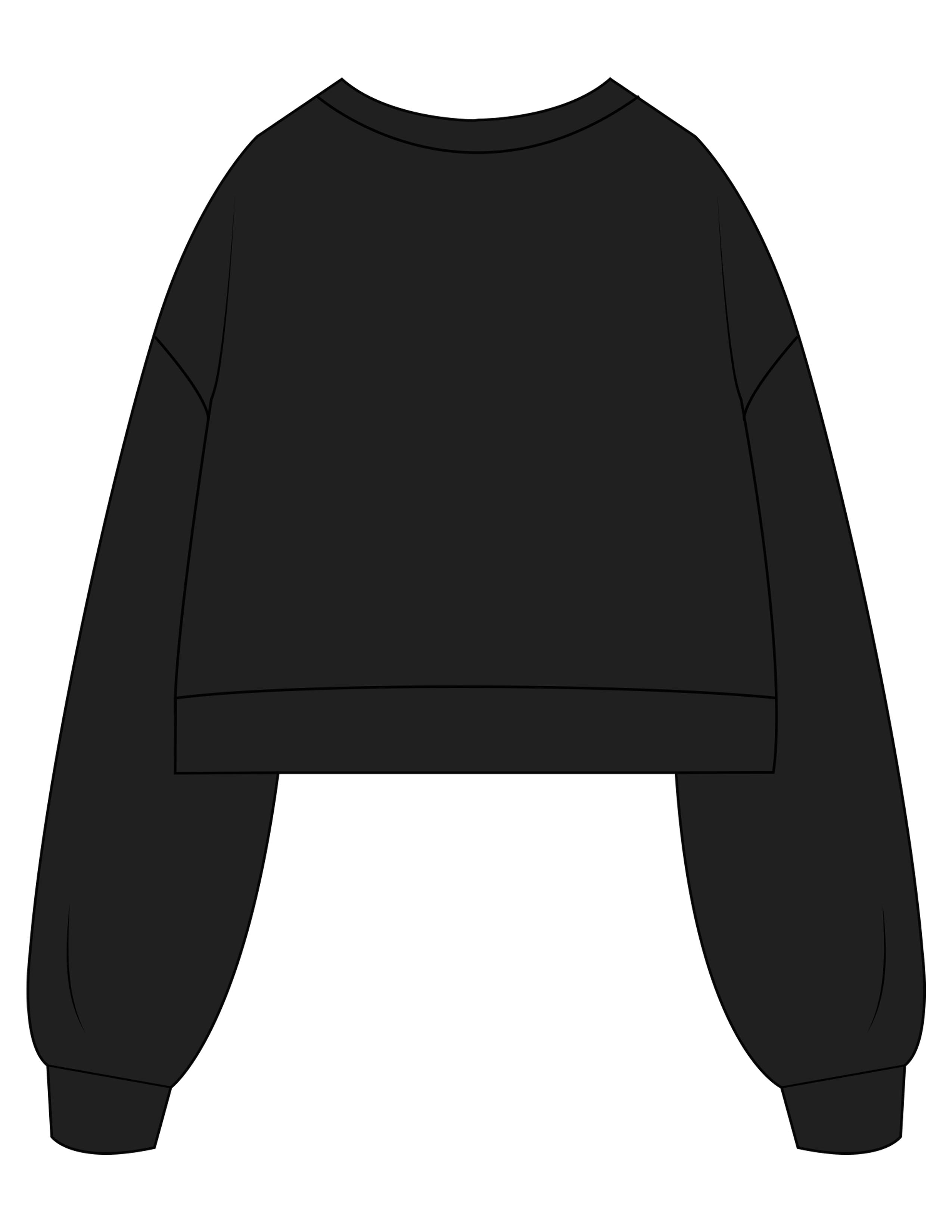The Womens Crop Crewneck - Black - Refined Movement - Center Chest Stacked & Right Sleeve - Printed - Full Color