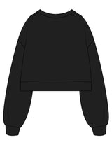 The Womens Crop Crewneck - Black - Refined Movement - Center Chest Stacked & Right Sleeve - Printed - Full Color