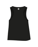 The Crop Tank - Black - Krista - Center Chest Stacked & Back Neckline - Printed - White