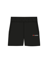 The Womens Sweat Shorts - Black - Lagree Fit Expo 2026 I ♥ Lagree - Left Leg - Embroidered - Full Color