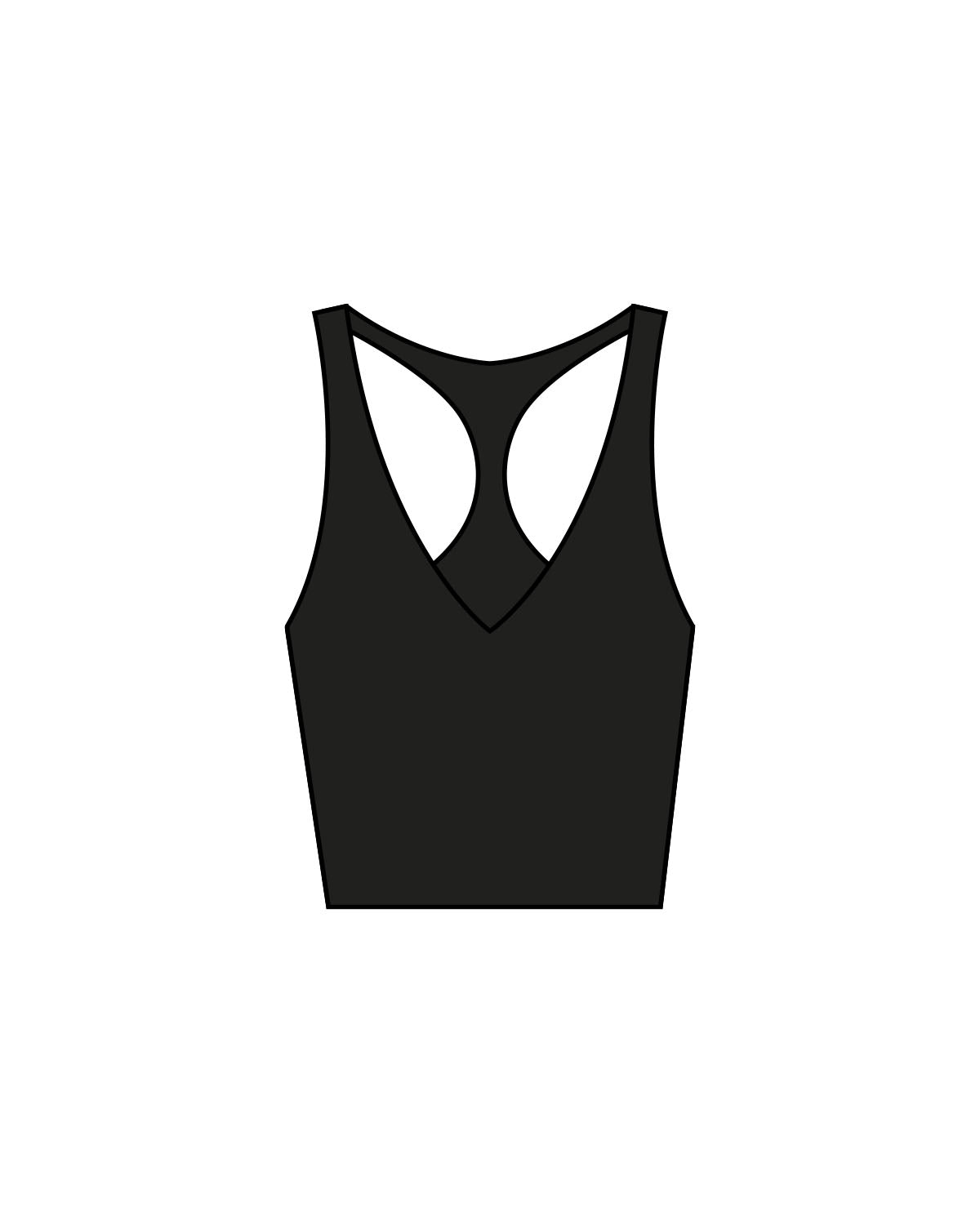 The Racer Tank - Black - Hilo House - Back Center Stacked - White