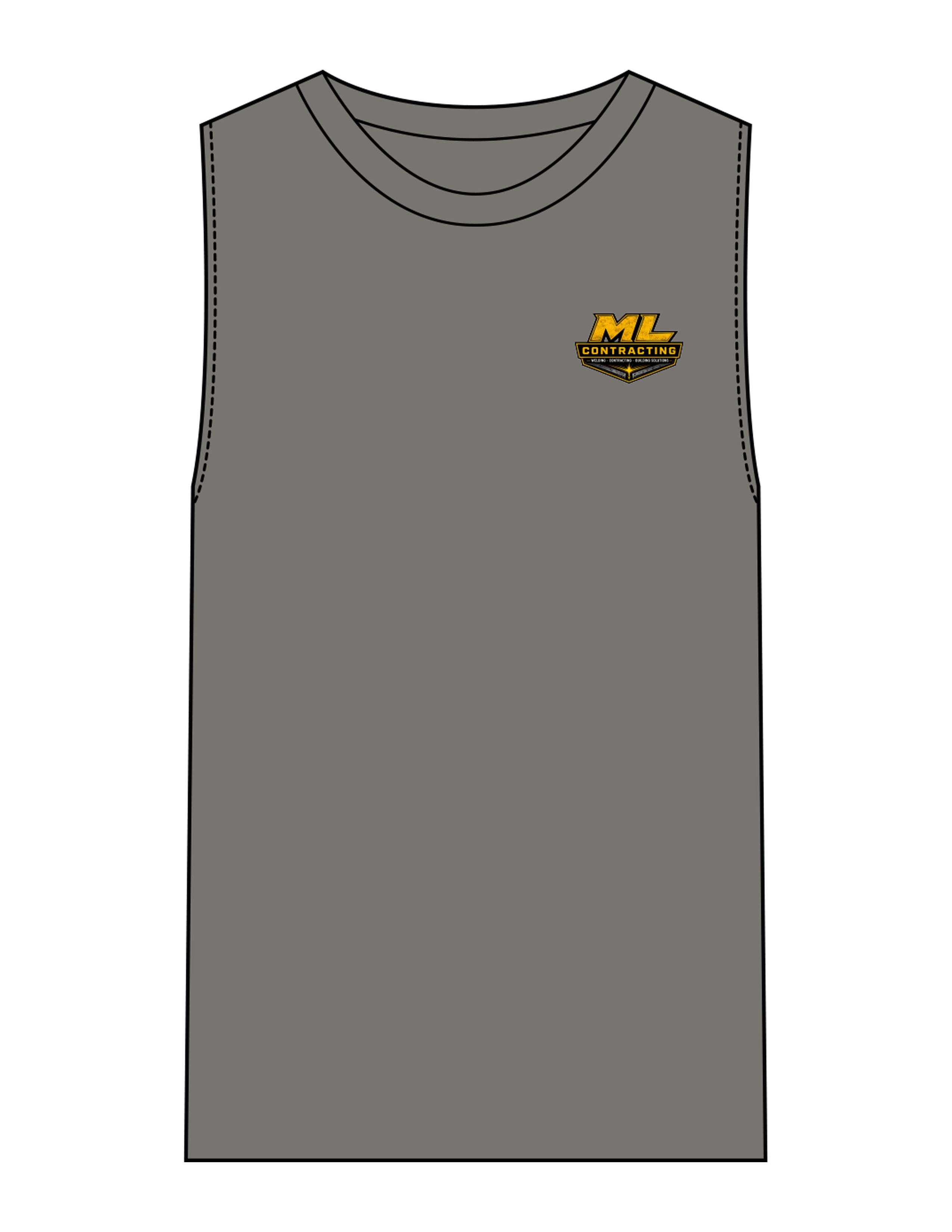 The Mens Heavyweight Tank - Washed Gray - ML Contracting LLC - Left Chest & Back Image - Printed - Full Color