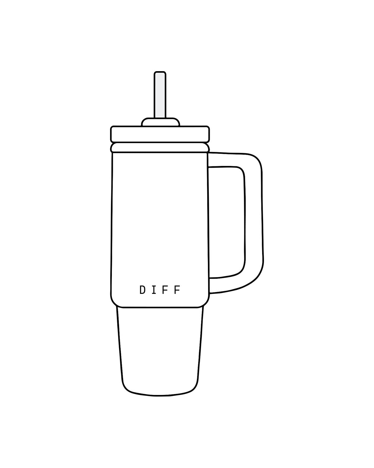 The Tumbler Cup - White- DiffEyewear - Bottom Center Body DIFF - Printed - Black