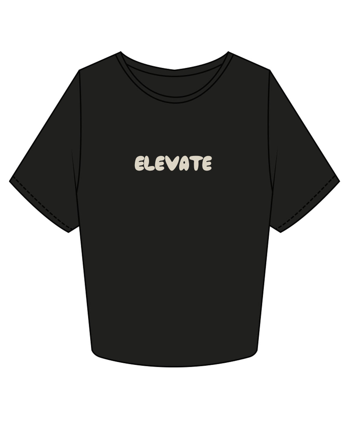 The Crop Tee - Black - HiLo - Center Chest Elevate & Back Center Stacked - Off White