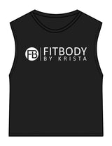 The Womens Classic Crop Tank - Black - Krista - Center Chest Stacked & Back "COACH" - Printed - White