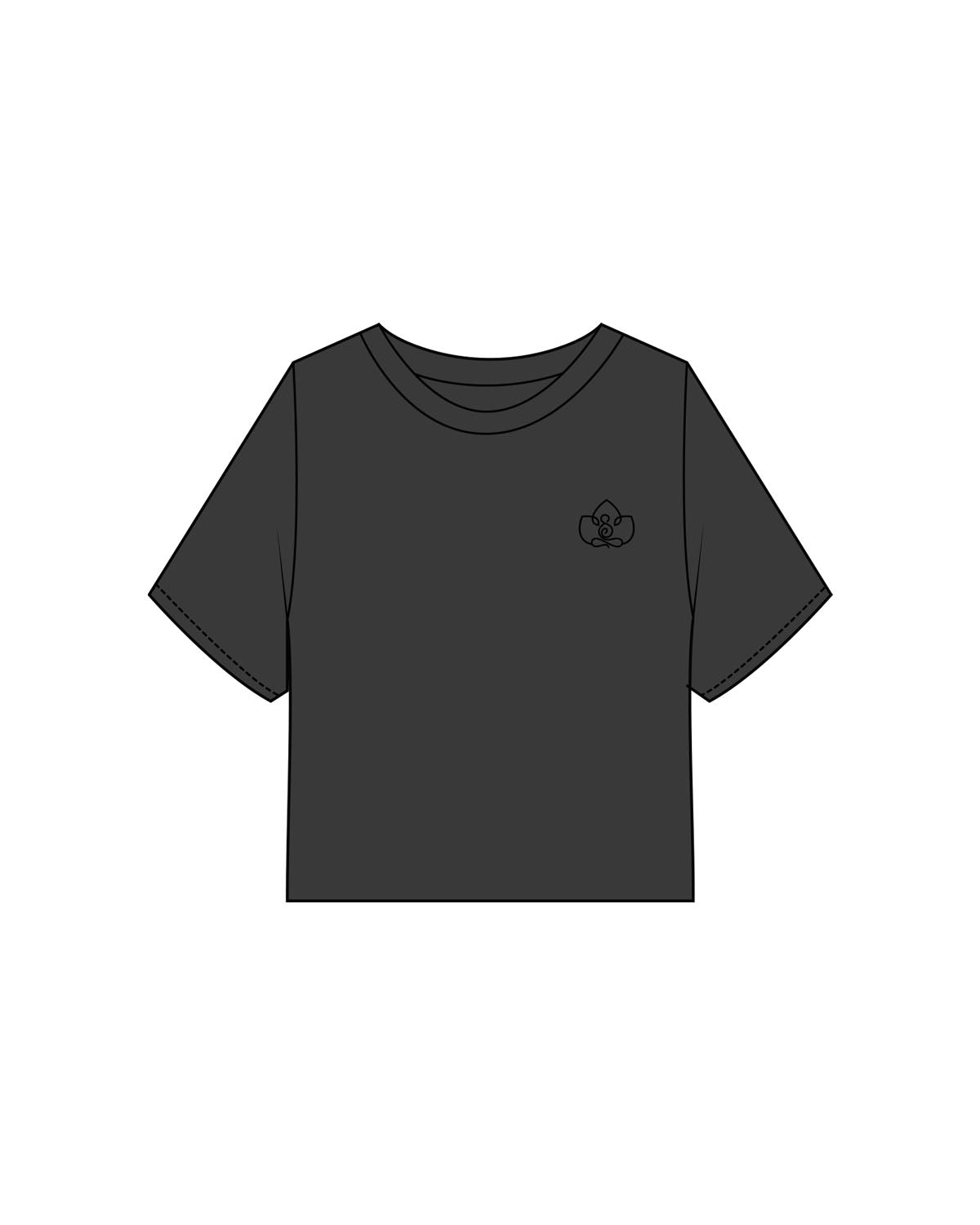The Heavyweight Crop Tee - Washed Black - Vibe MVMT - Left Chest - Printed - Black