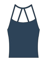 The Womens Sporty Tank - Navy - Instaphysiques - Center Back - Printed - White