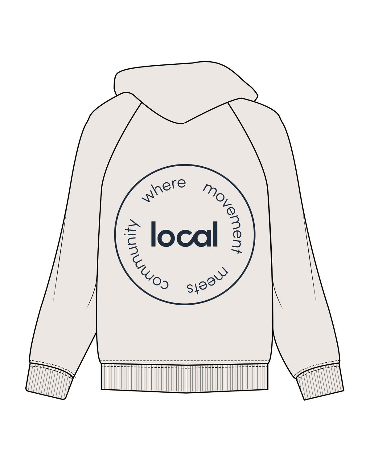 The Mens Hoodie - Bone - Local Lagree - Left Chest Stacked & Center Back Round - Printed - Navy