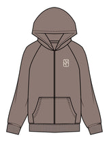 The Womens Zip Hoodie - Washed Gray - The Oak Method - Left Chest & Full Back - Printed - Cream