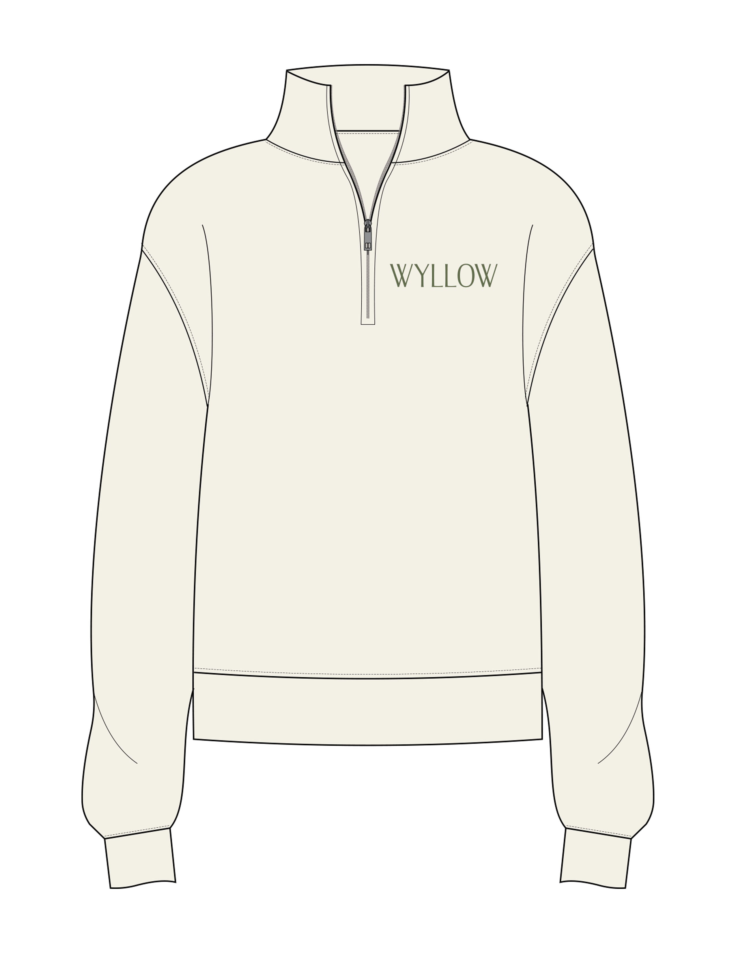 The Womens 1/4 Zip - Off White - Wyllow Physical Therapy - Left Chest - Embroidered - Green