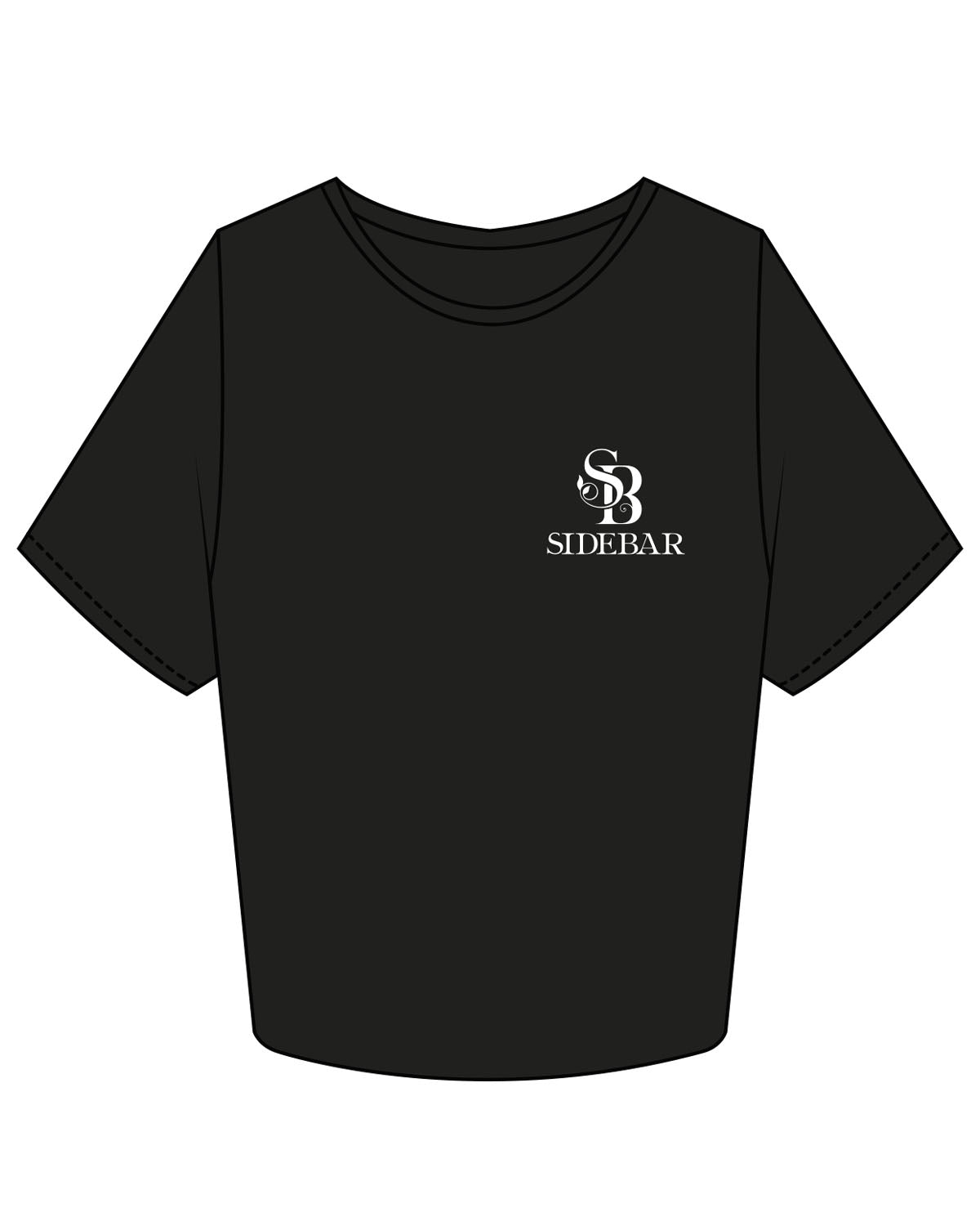 The Crop Tee - Black - Sidebar - Left Chest & Center Back - Full Color