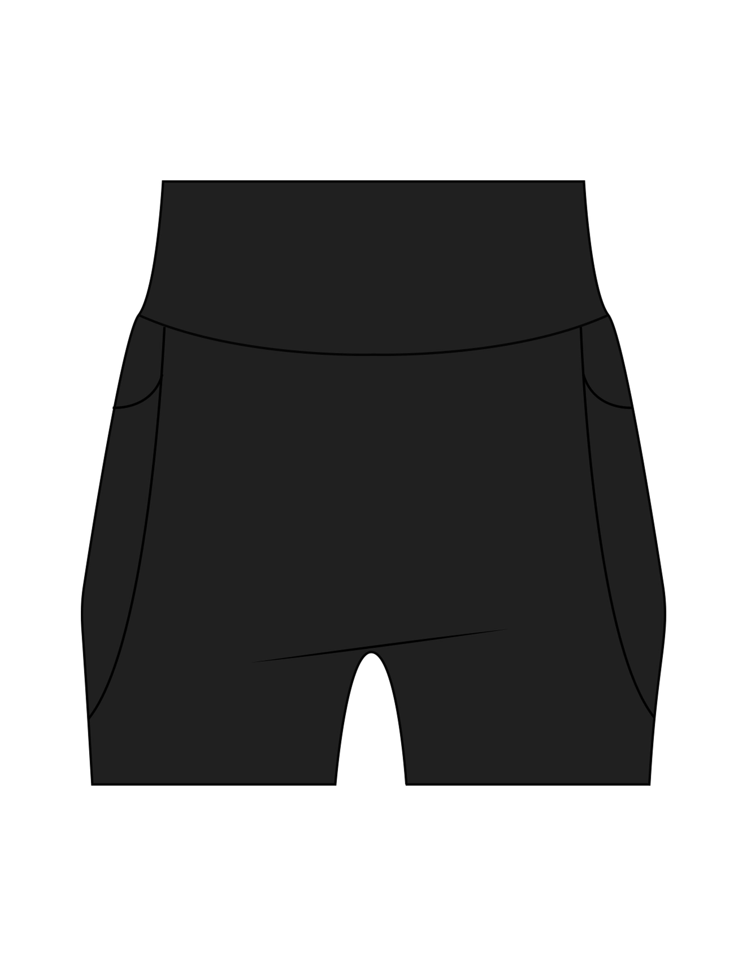 The Womens Sporty Pocket Short - Black - Ember Riot - Back Waistline - Printed - Off White
