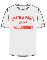 The Mens Tee - Off White - Mingle Mocktails - Center Chest Stacked & Left Sleeve - Printed - Red