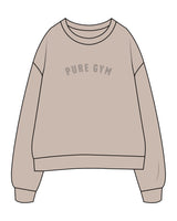 The Womens Crewneck - Bone - Pure Movement - Center Chest & Back Neckline - Icon - Tone on Tone
