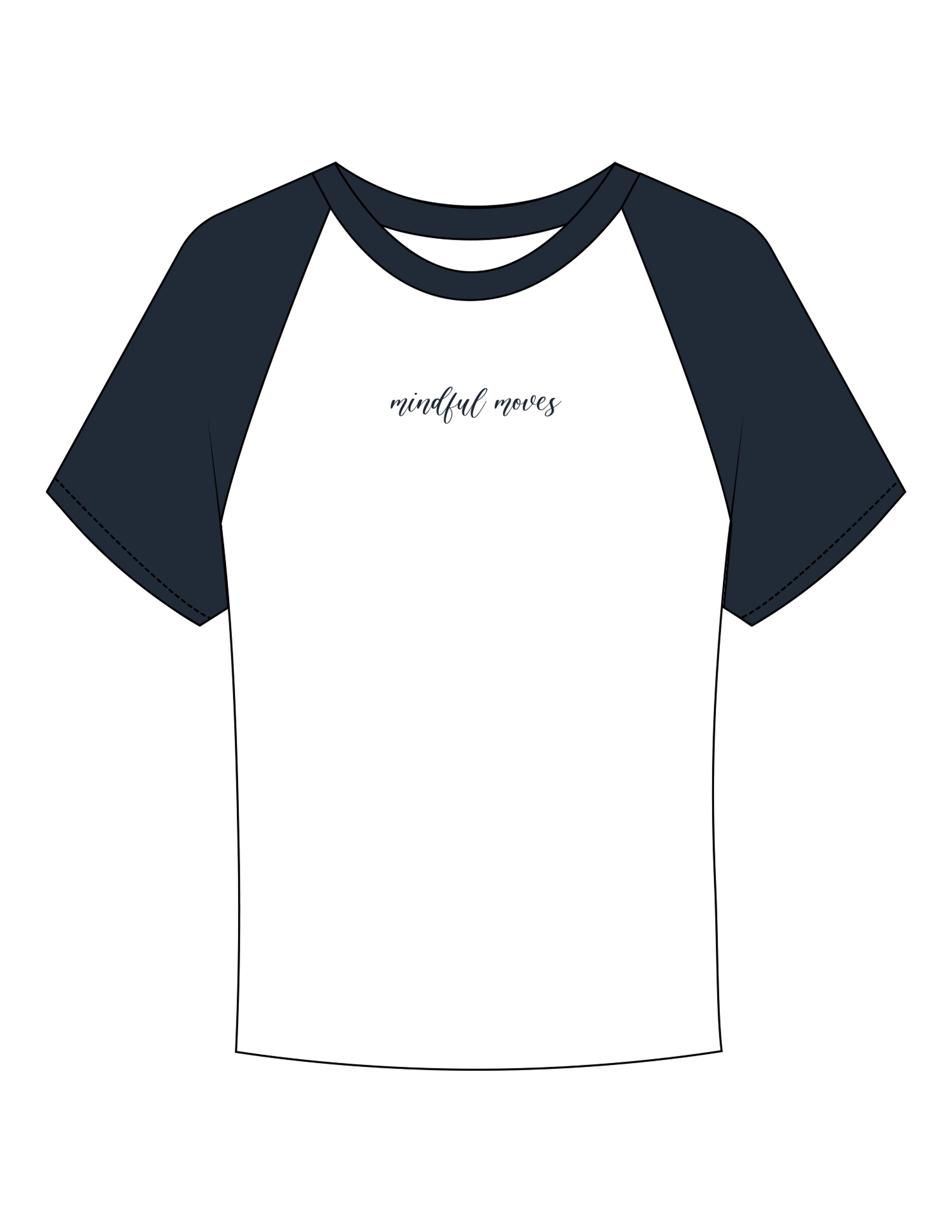The Micro Rib Baby Tee - White / Navy - NSpiers - Center Chest & Back Script - Printed - Navy