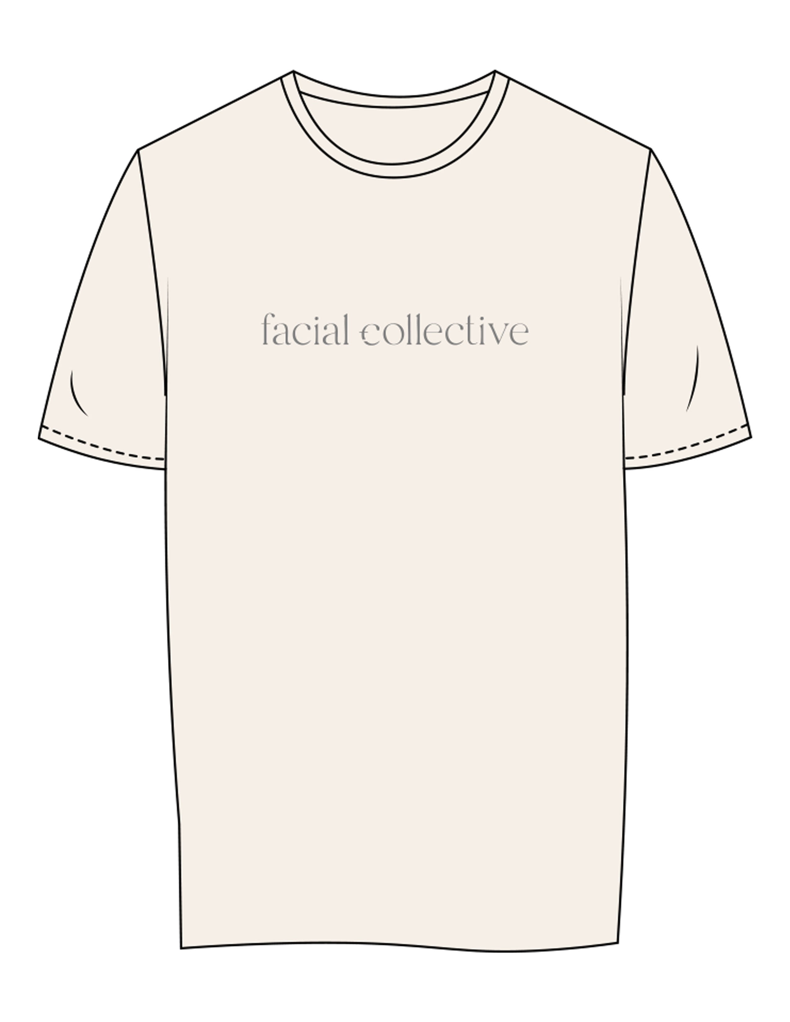 The Womens Tee - Off White - Facial Collective - Center Chest - Printed - Gray