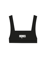 The Box Cut Bra - Black - Heroes Fitness - Center Chest - Printed - White
