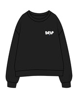 The Womens Crewneck - Black - Drip - Left Chest & Center Back Bold Text - Full Color / White