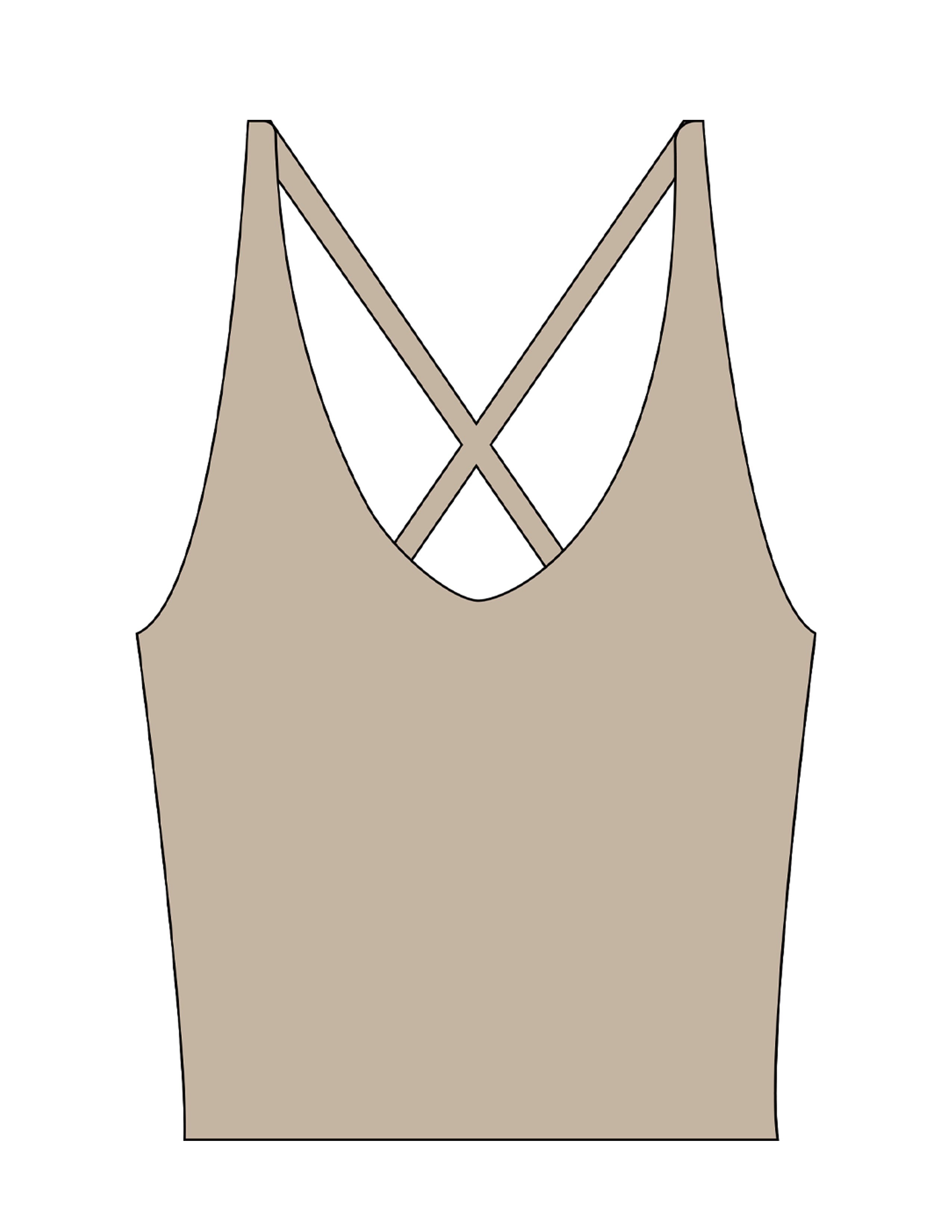The Sporty Strappy Tank - Light Brown - Vibe MVMT - Center Back Stacked - Printed - White