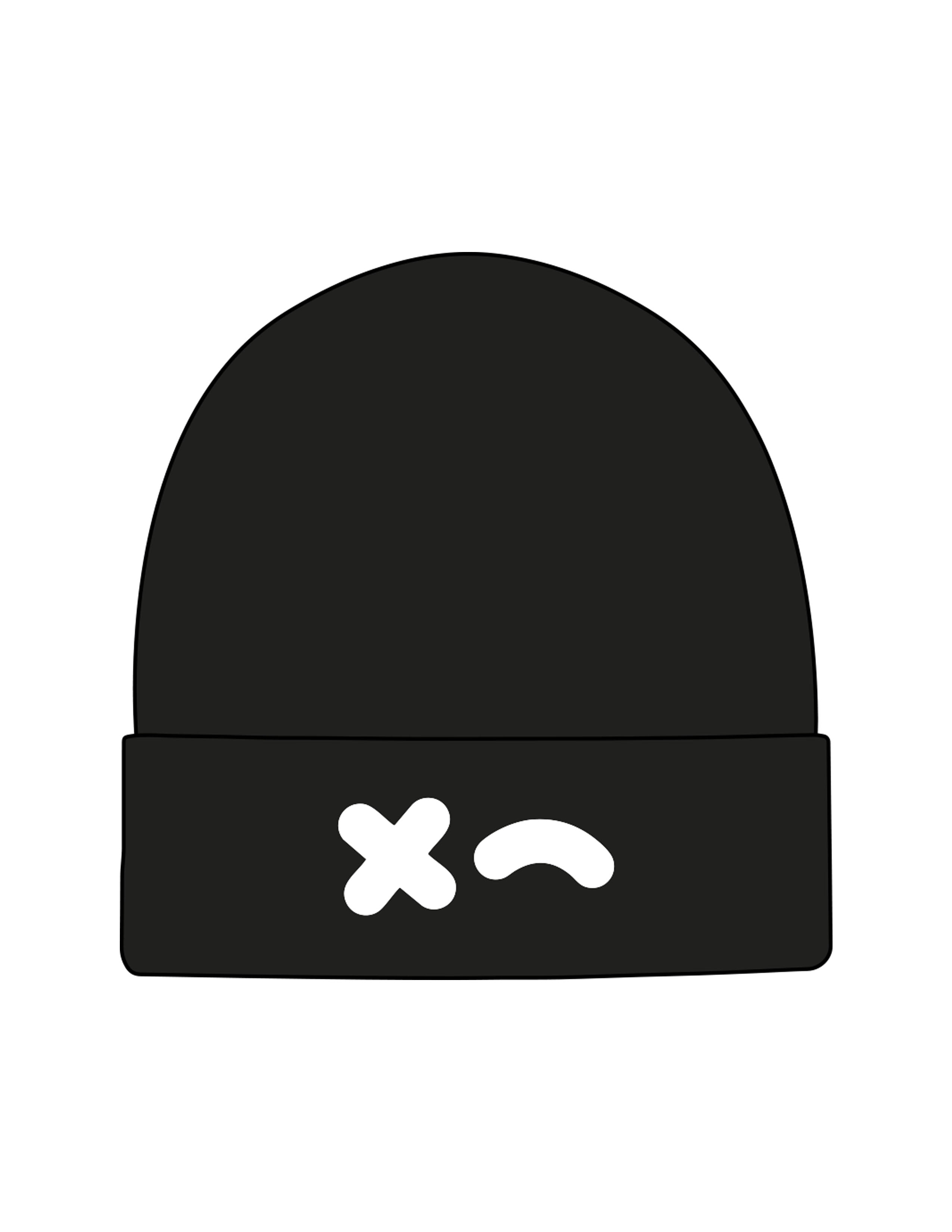The Beanie - Black - Rumble - Center Brim - Embroidered - White