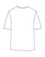 The Womens Oversized Tee - White - Left Sleeve - Printed - Orchid