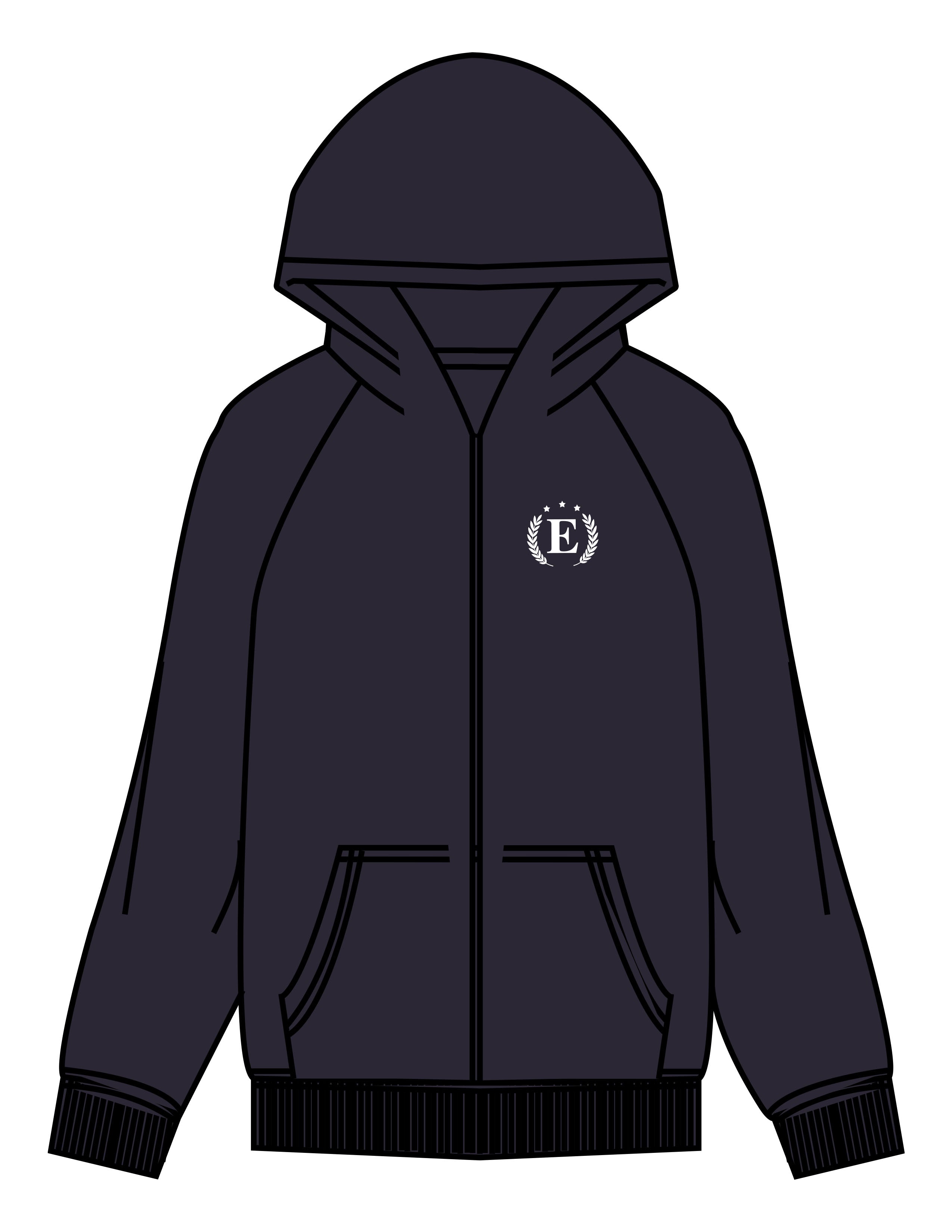 The Mens Zip Hoodie - Ink - ETHOS Q3 PHOTOSHOOT - Left Chest - Printed - White