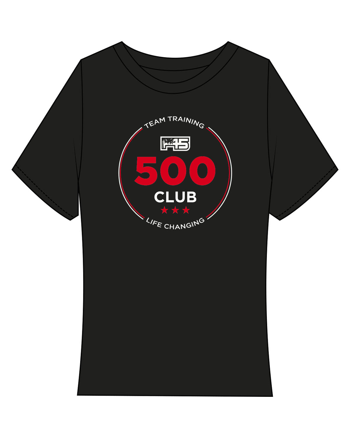 The Baby Tee - Black - F45 La Costa - Front Round 500 Stacked & Back Neckline Stacked - Full Color