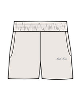 The Womens Sweat Shorts - Bone - M4Lagree - Left Leg - Embroidered - Navy