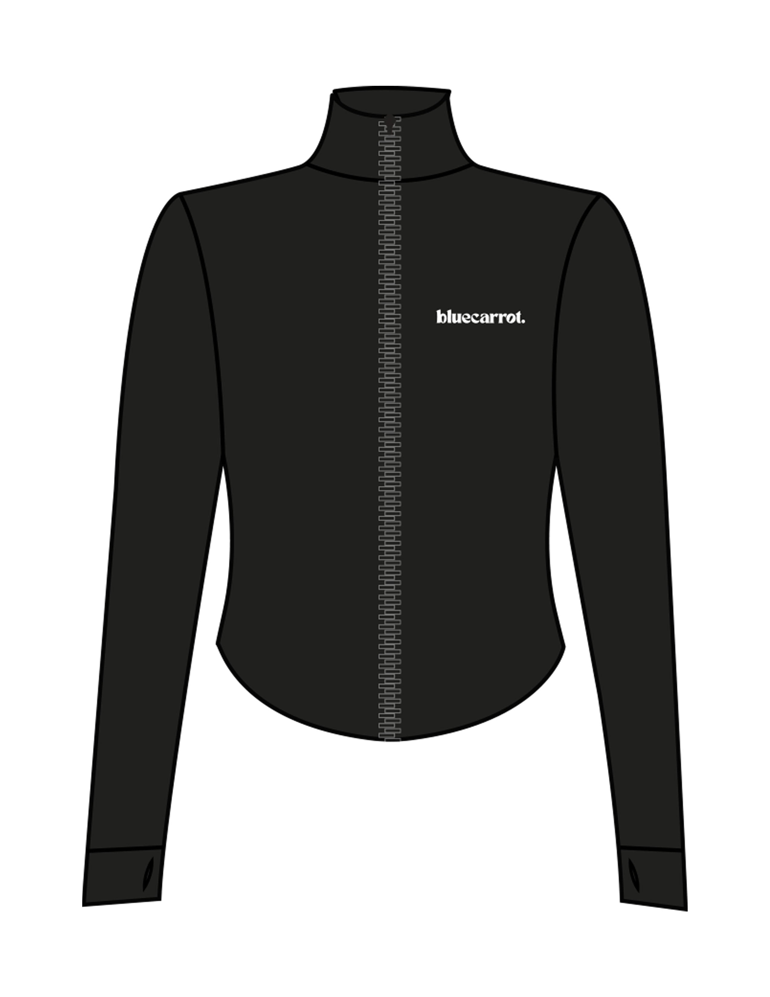 The 3/4 Crop Zip Jacket - Black - BlueCarrot - Left Chest - Printed - White