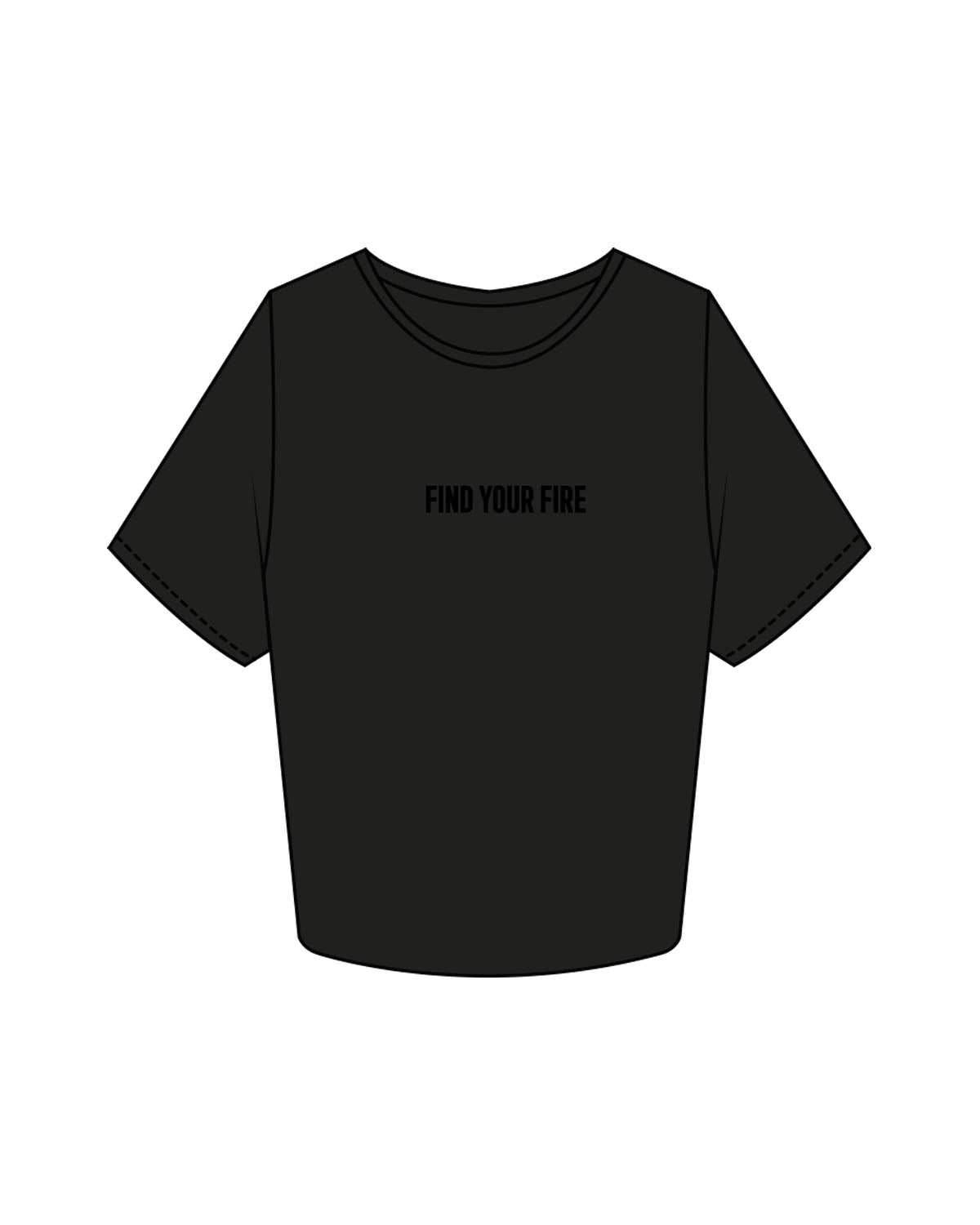 The Crop Tee - Black - Ignite Barre & Fitness - Center Chest & Back Round - Printed - Tone on Tone