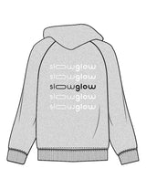 The Womens Zip Hoodie - Heather - SLOW GLOW STUDIO - Left Chest Stacked & Back Stacked - Printed - Full Color