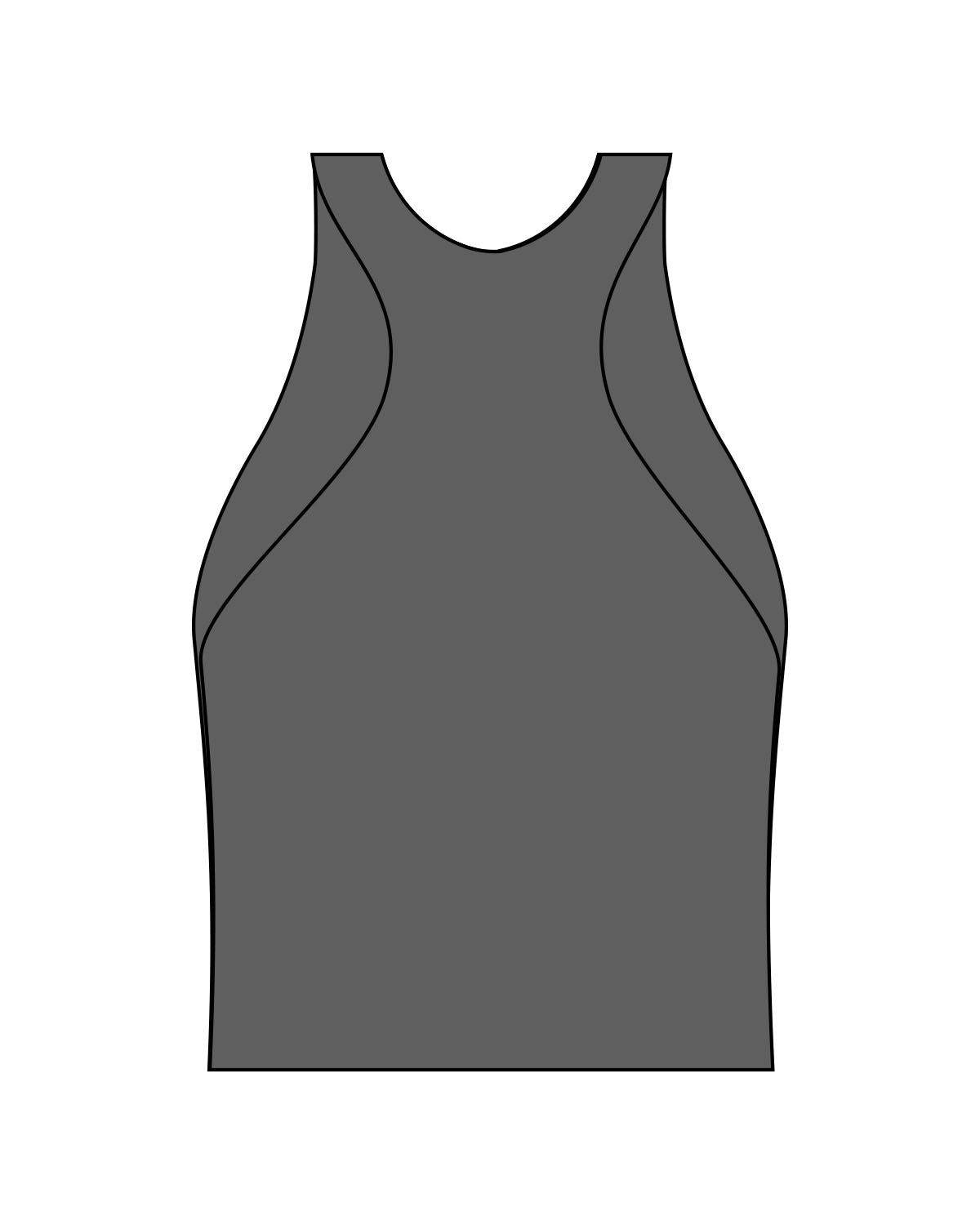 The High Neck Racer Tank - Grey - MegaBarre - Center Chest - Printed - Full Color