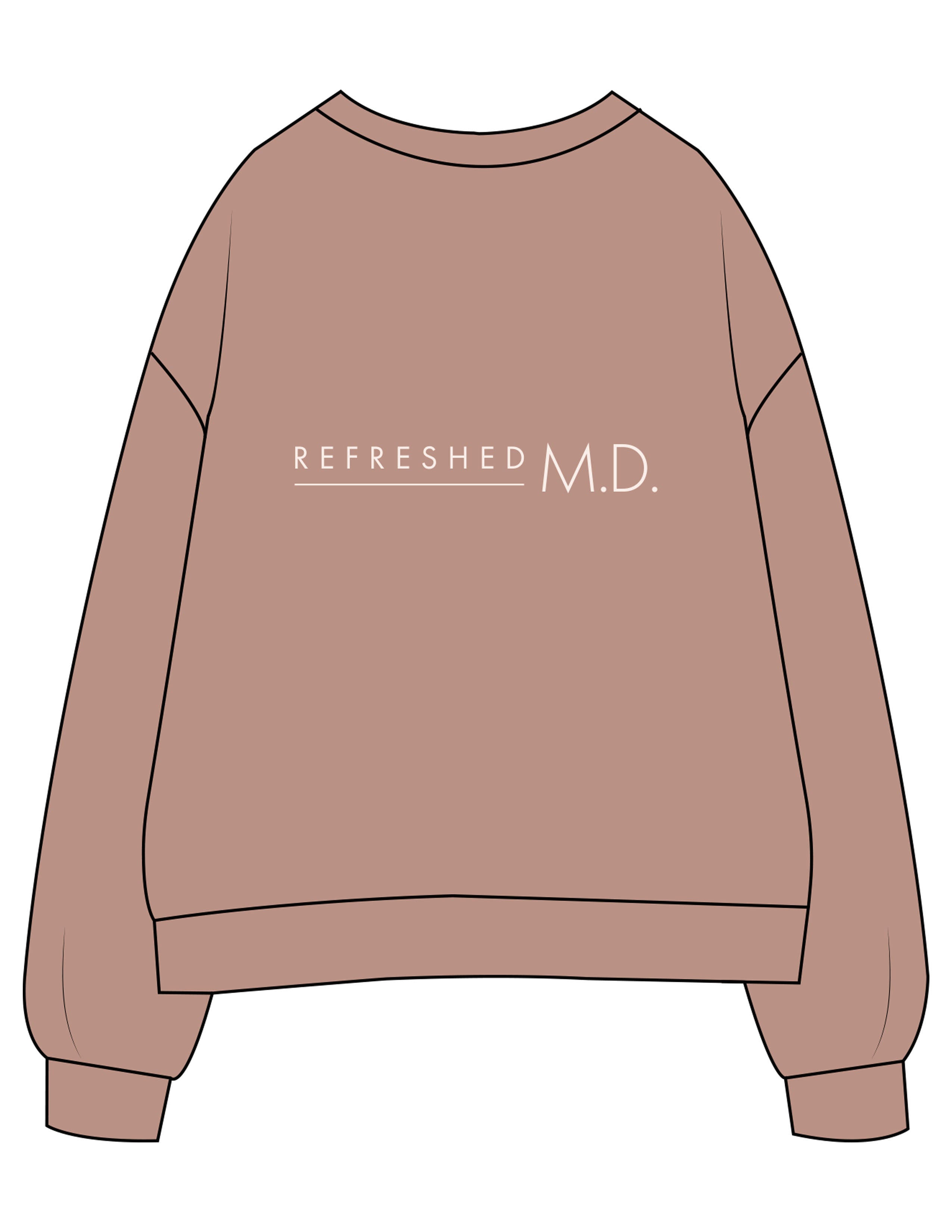 The Womens Crewneck - Clay - Refreshed MD - Left Chest Round & Center Back - Printed - Cream