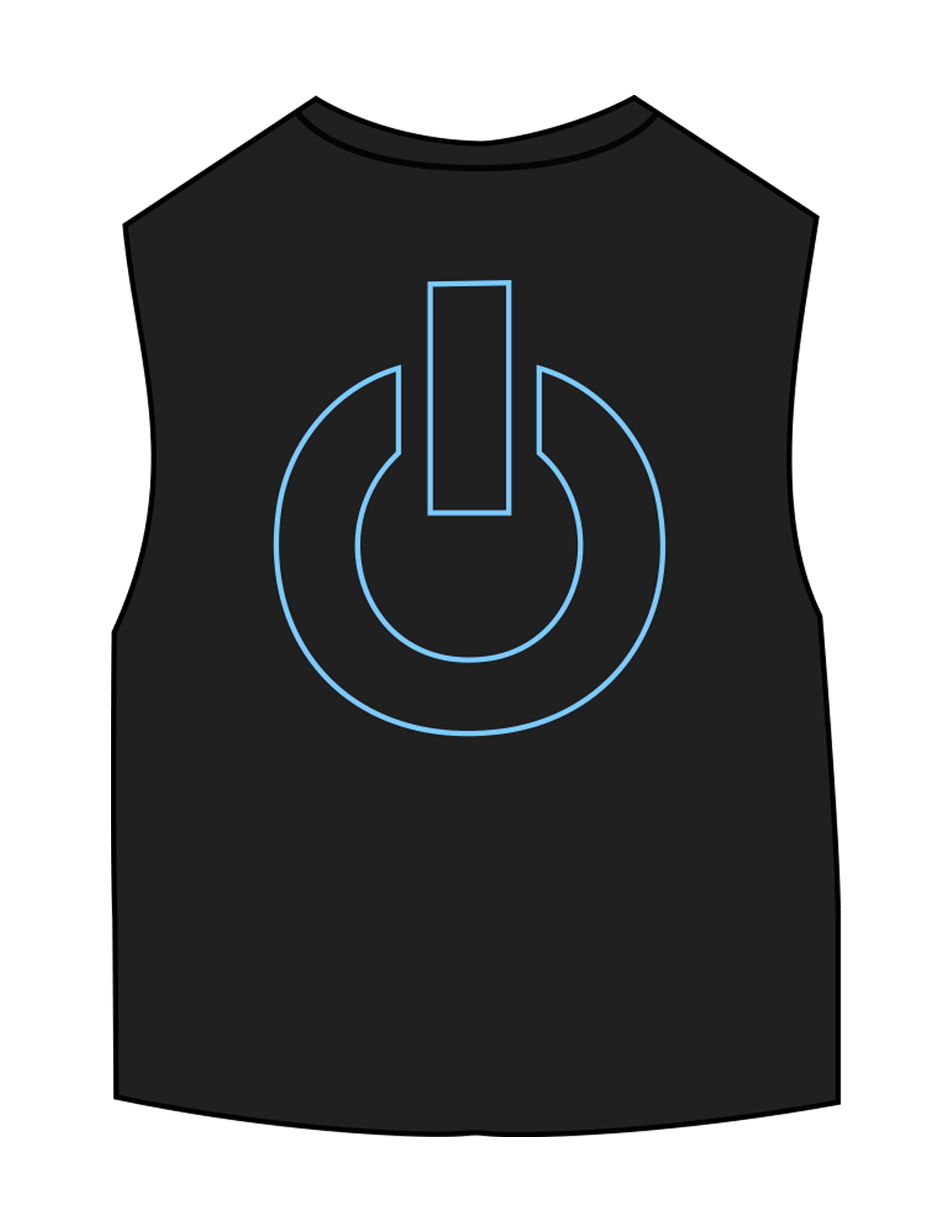 The Micro Rib Basic Crop Tank - Black - Powerhouse Fitness - Center Chest & Center Back - Printed - Blue