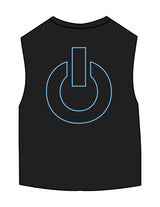 The Micro Rib Basic Crop Tank - Black - Powerhouse Fitness - Center Chest & Center Back - Printed - Blue