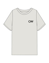 The Womens Heavyweight Tee - Washed Bone - C Wickson - Left Chest "CW" & Back Stacked - Printed - Black