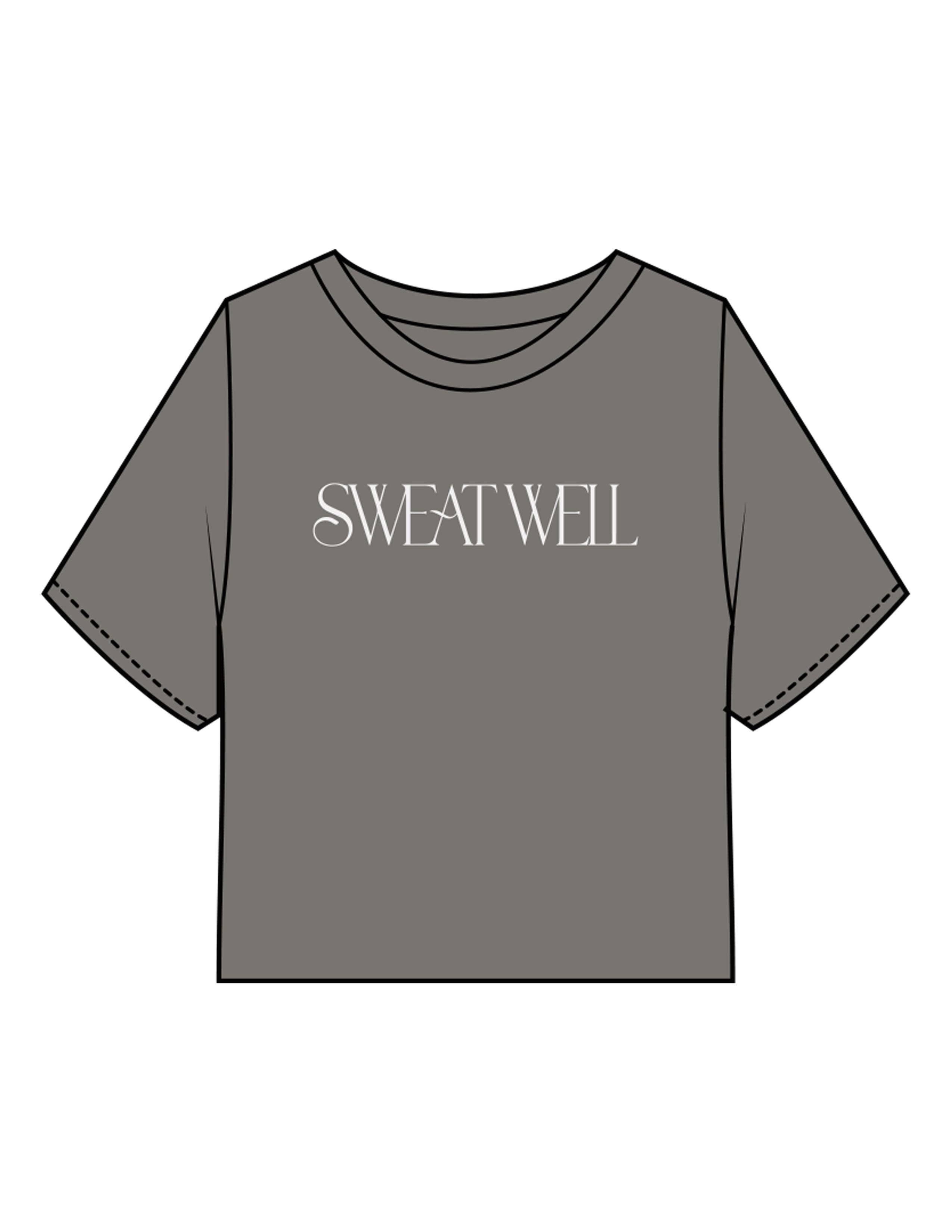 The Heavyweight Crop Tee - Washed Gray - Sweat Well - Center Chest - Printed - Off White
